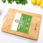 Rusabl Bamboo Wooden Chopping Board (32 X 22 cms, 1.8 cm Thickness, Medium) Comes with Metal Handle, Vegetable Cutting Board for Kitchen Items, BPA Free, Eco-Friendly, Anti-Microbial