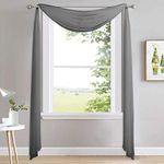 NICETOWN Bed Curtain Sheer Textured - Multifunctional Window Topper Scarf Home Decor Voile Valance for Party/Carnival (Sold Individually, W60 x L216, Dark Gray)