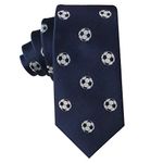 AUSCUFFLINKS Soccer Football Fan Skinny Tie Mens Necktie | Soccer Ball Woven Neckties | Birthday Present for Guys (Soccer), Soccer, Skinny