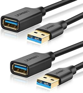 UGREEN 2 Pack USB Extension Cable USB 3.0 Extender Cord Type A Male to A Female for Playstation, Xbox, Oculus Quest, USB Flash Drive, Card Reader, Hard Drive, Keyboard, Printer, Scanner, Camera 2M