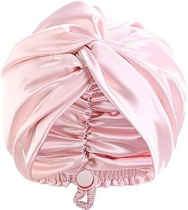 Adjustable Silk Satin Bonnet for Sleeping: Women Night Wrap Sleep Cap Turban for Men, Large Long Curly Hair Braid Stay on Head - Pink