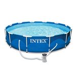 Intex 28211EH 12-Foot x 30-inch Metal Frame Round 6 Person Outdoor Above Ground Swimming Pool with GFCI Filter Pump and Pool Cover