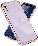 Micoden for iPhone XR Case Cute Girls Silicone Heart Pattern Design Case Fashion Plating Edge Ultra Thin Shockproof Protective Bumper Phone Case for iPhone XR Purple