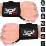 BEAST RAGE Weight Lifting Straps Wrist Wraps Fitness Padded Cotton Wrist Support Gel Advanced Grips Dumbbell Bar Wraps Heavy Duty Gym Bodybuilding Straps Power Deadlift Barbells (Black 1 Wraps)