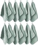 Ease Cubs 12 Pack Muslin Washcloths for Baby - 100% Cotton Baby Wash Cloths for or Baby Face Body Comfy and Soft for Newborn Infants Kids Girls and Boys - 12"x12" - Green