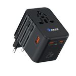 OREI 25Watt Universal Charger Adapter | 2X USBC 1XUSB A - 4-in-1 International Travel Adapter | 10 Years Warranty | Universal Travel Adapter Compatible 150+ Countries | Type C, A, G, I Compatible