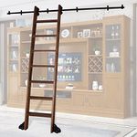 LYDYFC Sliding Library Ladder Hardware Kit 3.3ft-20ft,Round Tube Mobile Ladder Track Home Office Rolling Ladder Rail Full Set Kit,Floor Roller Wheels(No Ladder) - Black(Size:10ft/300cm),Multi-colored