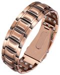 Feraco 3X Strength Copper Bracelet for Men,Link Magnetic Bracelets,Copper Jewelry Gifts for Men,3800 Gauss Magnets,Pro Fold-Over Butterfly Clasp, One Size, Copper