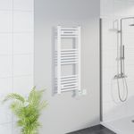 Warmehaus Smart WiFi Thermostatic Electric Bathroom Straight Heated Towel Rail Warmer Radiator with Timer 1000x400mm - White