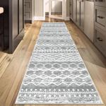 HEBE Boho Runner Rugs for Hallway Non Slip Hallway Runner Rug Washable Soft Bedroom Runner Rug Distressed Area Rugs Low Pile Bohemian Floor Carpet Runner for Hallway Entryway Bedroom Kitchen, 2x10 Ft