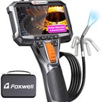 FOXWELL Y400 2-Way 6.2mm Articulating Industrial Endoscope Inspection Camera with Light, 220° Flexible Borescope inspection camera, HD Video Scope for Automotive Engine HVAC Inspection-5.25FT(1.6M)