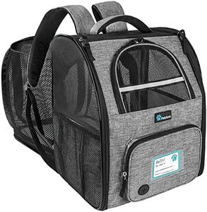 PetAmi Dog Cat Backpack Carrier, Expandable Pet Carrier Backpack for Travel Hiking, Small Medium Dog Puppy Large Cat Carrying Backpack, Airline Approved Ventilate Soft Back Support, 18 lbs, Light Gray