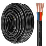 14AWG 4-Conductor Control Cable for Mini Split Air Conditioner - Heavy Duty Bare Copper Wire with PVC Jacket, 300V Rated, 14 Gauge for HVAC Systems 100FT