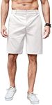 COOFANDY Men's Casual Shorts Linen Flat Front Shorts Elastic Waist Summer Beach Shorts