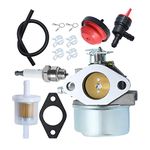 Anxingo Carburetor for Tecumseh HMSK80 HMSK85 HMSK90 HMSK100 HMSK105 HMSK110 LH318SA LH358SA Snow Blower Thrower 640052 640054 640349 8HP 9HP 10HP Engine with Primer Bulb Fuel Filter