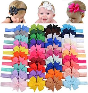 jollybows 40pcs Baby Girls Grosgrain Ribbon Hair Bows Headbands 3" Hair Band Hair Accessories for Infants Newborn Toddler