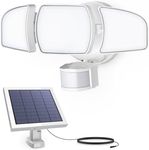 Feit Electric Outdoor LED Triple Head Solar Security Flood Lights with Motion Sensor, Dusk-to-Dawn Sensor, 3000 Lumens Floodlight, 5000K Daylight, No Hardwiring Needed, S13TFL/3000MOTSOL/WH