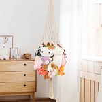 Dremisland Animal Toy Storage Hammock Stuffed animal Net or Hammock Boho Macrame Toy Net Hammock Stuff Animals Organizer for Walls Ceiling Nursery Play Room Kids Bedroom (Beige)