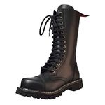 Angry Itch 14 Hole Black Combat Leather Army Ranger Boots Steel Toe Punk Zip 42