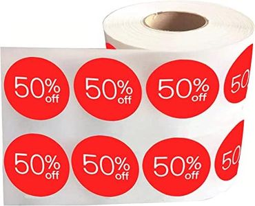 Price Stickers 50 Off Percent Off Labels 1.5 inch Sale Tags Fifty Percent Off Sticker 1000 Pcs Garage Sale Stickers Price Tags Circle Pricemarker Half Off Labels Stickers roll