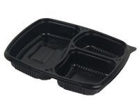 Meal Tray with lid Set of 25pc Microwave Safe 3 Compartment Plates for Dinner, Lunch,Unbreakable Made of 100% BPA Free Food Grade Virgin Plastic Black