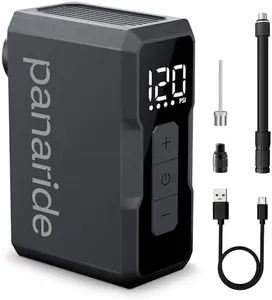 Panaride Air Nano Mini Electric Bike Pump 120 PSI – Portable Tire Inflator with Digital Gauge, Auto Stop – Fits Presta & Schrader Valves, Fast Inflation for Road Bike, MTB, Gravel, E-Bike, Balls