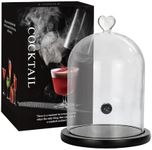 Cavir Smoking Cloche For Food Drinks With Wood Base, Cocktails Smoke Infuser Accessory, Glass Dome for Smoker Gun