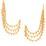 ZENEME Traditional Brass 18 K Gold Plated Wedding Jewellery Bahubali Inspired Long Chain Jhumki Earrings for Women and Girl (Design 4)