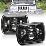 BLIAUTO 5x7 H6054 LED Headlights Dot Approved Hi/Low Sealed Beam Headlamps 7x6 Headlight for Jeep XJ YJ Chevy Express Toyota Pickup Tacoma Replace H5054 6054 H6054LL 6052 6053 Black(2PCS)