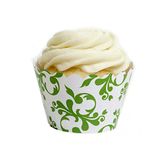 Dress My Cupcake DMC6711 Kelly Green Filigree Cupcake Wrappers, Set of 12