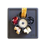 ezpz Mini Play Mat (Slate) - 100% Silicone Suction Flower Plate with Built-in Placemat for Infants + Toddlers - Crafting + Snacks - Divided Plate - Dishwasher Safe