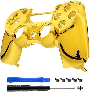 eXtremeRate Chrome Gold Edition Custom Front Housing Shell Faceplate Compatible with ps4 Pro Slim Controller CUH-ZCT2 JDM-040 JDM-050 JDM-055 - Controller NOT Included