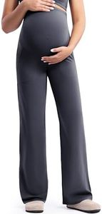 POSHDIVAH Women's Creamluxe Maternity Yoga Wide Leg Pants Regular Pregnancy Work Dress Casual Loose Lounge Sweatpants with Pockets Charcoal Gray XX-Large