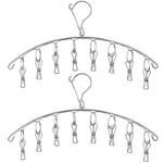 Skroad Stainless Steel Clothes Drying Rack Hanger with Clips, Underwear Hanger,Clothes Hangers with 8 Clips for Drying Socks,Towels,Diapers,Baby Clothes,Gloves(2 pack)