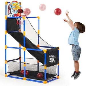 JOYIN Sports Toy LED Lightscore Arcade Basketball Game Set for Kids Ages 3+ – Includes Electronic Scoreboard, Cheer Sound Effects, 4 Balls & Hoop | Indoor/Outdoor for Kids | Easy to Assemble
