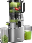 AMZCHEF Juicer Machine, 5.8" Extra Self-Feeding Cold Press Juicer for Whole Vegetable & Fruit, Masticating Juicer with Large Auger & Triple Strainers, Easy to Clean, High Juice Yield, Gray