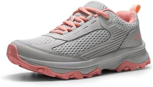 NORTIV 8 Women's Hiking Shoes Lightweight Breathable Mesh Walking Sneakers Outdoor Work Shoes,Size 10,Grey/Pink,SNHS243W