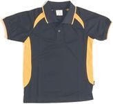 DNC Workwear Kids Air Flow Contrast Raglan Mesh Polo Shirts, Navy/Gold, Size 14