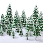 Skylety 35 Pieces Mini Snow Pine Model Trees 1.97-5.9 Inch, 6 Size Mini Sisal Snow Frost Trees Scenery Trees for Christmas Decoration Winter Ornaments DIY Crafts