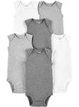 Simple Joys by Carter's Unisex Babies' Sleeveless Bodysuit, Pack of 6, White/Light Grey Heather/Medium Grey Heather, 18 Months