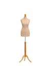 H & H Traders Cream Female Tailors Mannequin Display Bust Dummy FOR Dressmakers Fashion Students With A Light Wood Base (Size 36/38, UK 8/10 or 10/12)