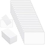 100 Pack Self Adhesive Business Card Pockets Top Open Clear Adhesive Label Pockets with 100 Count Blank Business Cards Blank Index Cards for Business Cards Photos Organization (White)