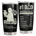 34HD Dadalorian Tumbler with Lid 20oz Stainless Steel, Nutrition Facts Dad Coffee Mug, Star Movie Gifts for Men, Cool Dad Gifts for Christmas from Son Daughter Wife