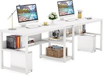 TEKAVO Two Person Desk with Storage, 200 cm x 60 cm, Office Computer Table for Two People, for Home and Office/DIY