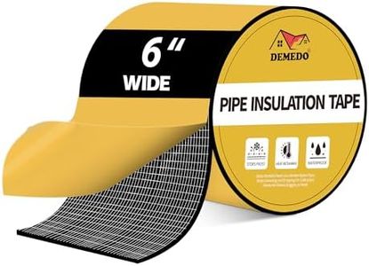 Pipe Insulation Tape, Pipe Wrap Insulation Foam Tape Self Adhesive, Outdoor Water Pipe Insulation Roll for HVAC, AC Line Insulation, 6 inch x 16.5 FT Heat Tape for Water Pipe, , Black