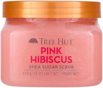Tree Hut Gommage corporel au sucre naturel avec beurre de karité et essence fleur d'hibiscus rose, algues rouges, minéraux de la mer morte, exfoliant et hydrate la peau, 510 grammes