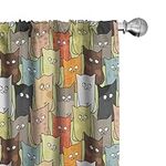 Ambesonne Cats Curtains, Funny Colo