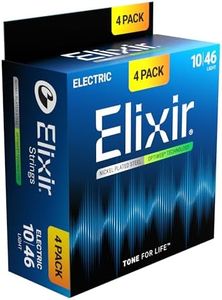Elixir Strings, Electric Guitar Strings, Nickel Plated Steel with OPTIWEB Technology, Longest-Lasting Crisp Tone with Comfortable Feel, 4 Pack, Light 10-46