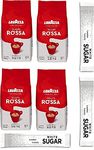 Lavazza Qualita Rossa, Arabica and Robusta Medium Roast Coffee Beans 4 x1 kg,[FREE SUGAR SACHETS]
