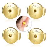 DELECOE 2-Pairs 925 Sterling Silver Earring Backs, 18K Gold Plated Secure Hypoallergenic Locking Earring Backs for Diamond Studs, No Fading Comfort